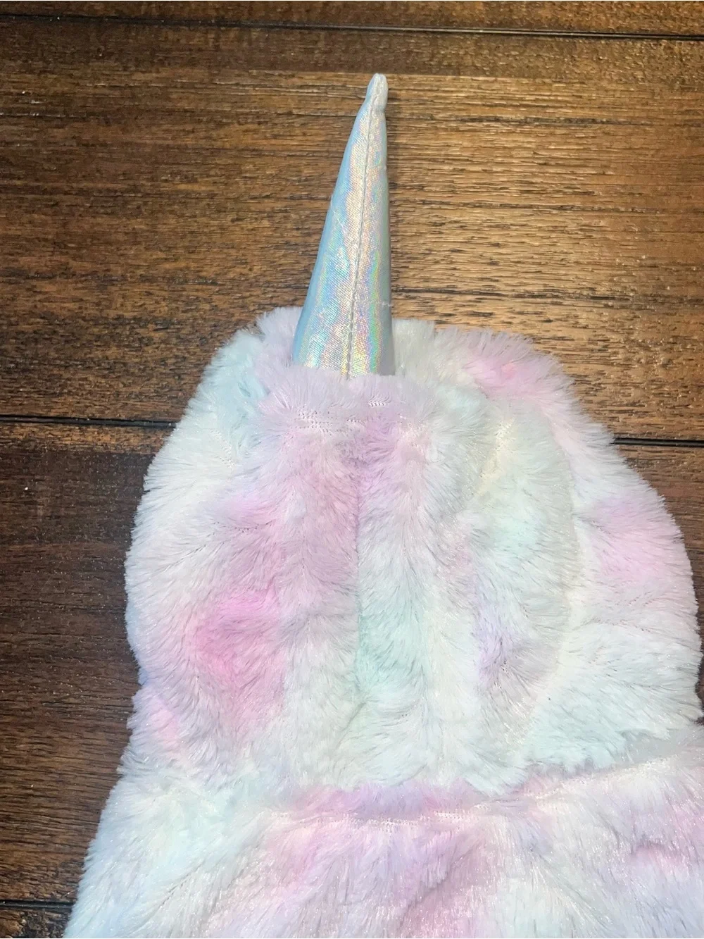 Pet Costume Unicorn Faux-Fur One Piece in Pastel Rainbow